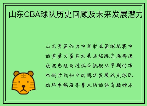 山东CBA球队历史回顾及未来发展潜力
